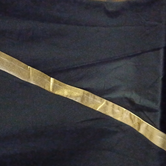 Leatherette Gold Panel Slit Front Maxi Black Dress Miss Morena Large - Picture 3 of 10